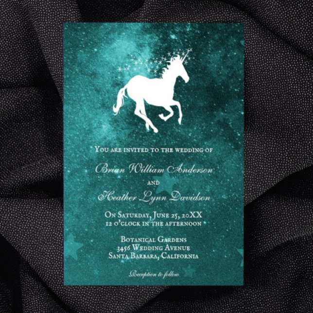 Teal Unicorn Wedding Invitation (Teal Unicorn Wedding Invitation)