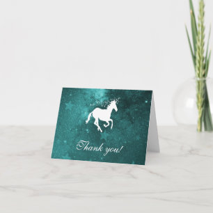 Teal Unicorn Wedding Thank You Cards
