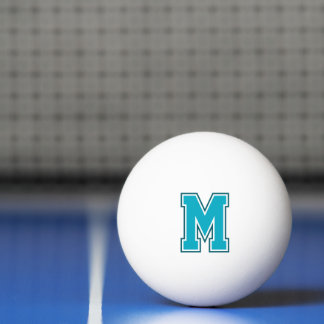 Teal Varsity Monogram Ping Pong Ball