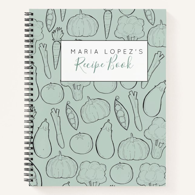 Teal vegetable doodle recipe book (Front)