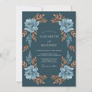 Teal Verdant Blossom Wedding Invitation