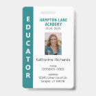 Teal Vertical Stripe Homeschool Educator ID Badge