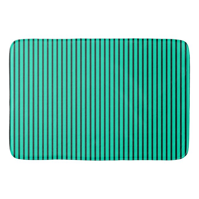 Teal Vertical stripes pattern Bath Mat (Front)