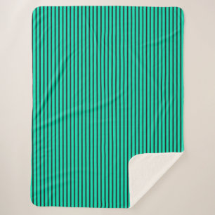 Teal Vertical stripes pattern Sherpa Blanket