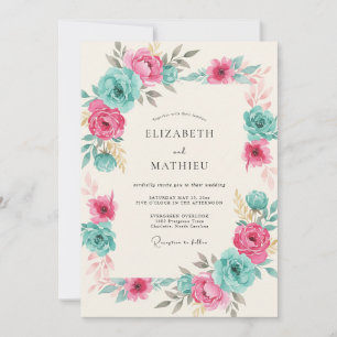 Teal Vibrant Spring Wedding Invitation