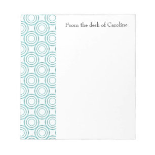 Teal Vintage Circle Pattern Personalised Notepad