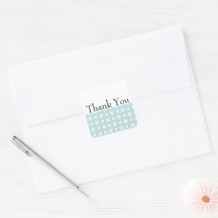 Teal Vintage Circle Pattern Thank You Sticker
