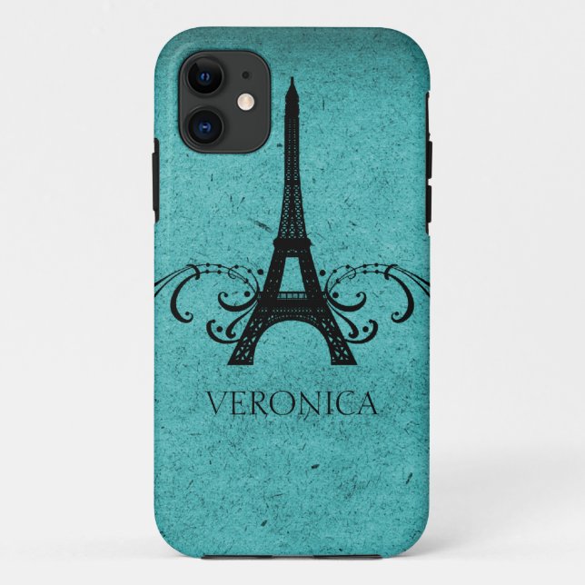 Teal Vintage French Flourish Case-Mate iPhone Case (Back)