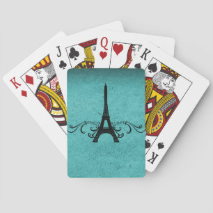 Teal Vintage French Flourish Playing Cards