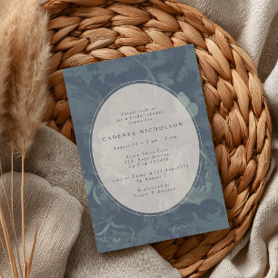 Teal Vintage Industrial Floral Bridal Shower Invitation