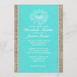 Teal Vintage Lace Wedding Invitations