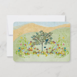 Teal Vintage Love Bird Flower Swirl Wedding RSVP Card