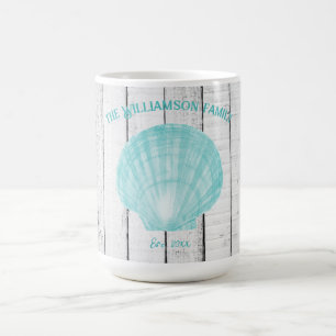 Teal Vintage Scallop Shell Coffee Mug