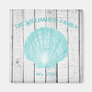 Teal Vintage Scallop Shell Magnet