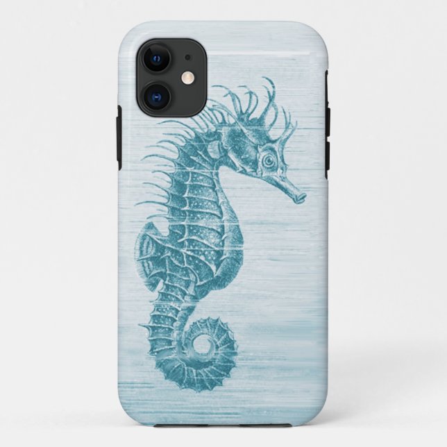 teal vintage seahorse iphone 5 case (Back)