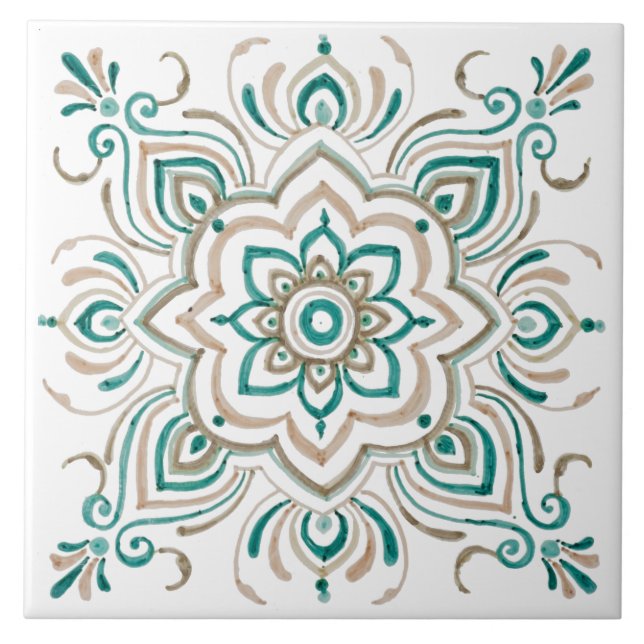 Teal Vintage Spanish tile (Front)