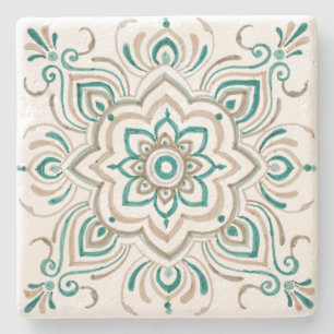 Teal Vintage Spanish tile coaster