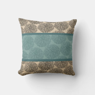 Teal Vintage Zinnia Pillow