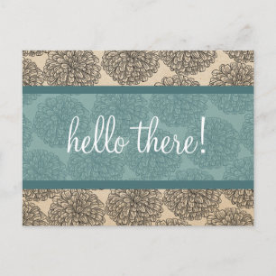 Teal Vintage Zinnia Postcard