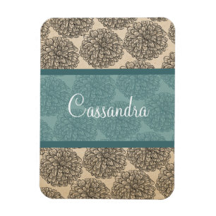 Teal Vintage Zinnia Premium Magnet