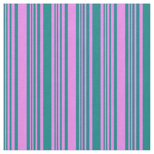 Teal & Violet Coloured Lines/Stripes Pattern Fabric (Close Up)