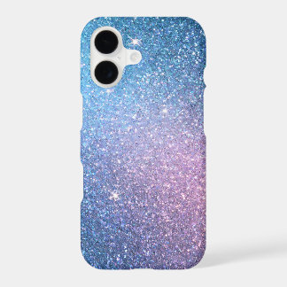 Teal Violet Glitter Ombre Monogram iPhone Case