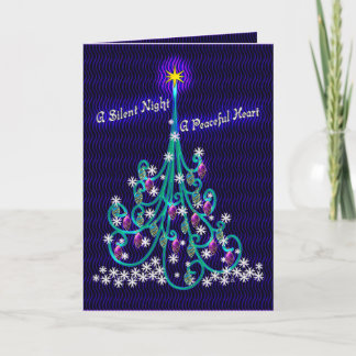 Teal & Violet Tree (Personalised Xmas Card) Holiday Card
