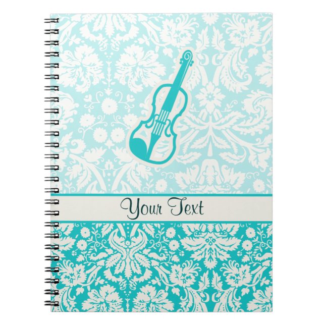 Teal Violin Spiral Notebook (Front)