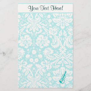 Teal Violin Stationery