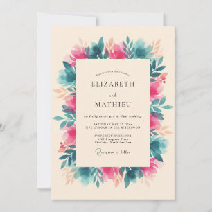 Teal Vivid Tropical Wedding Invitation