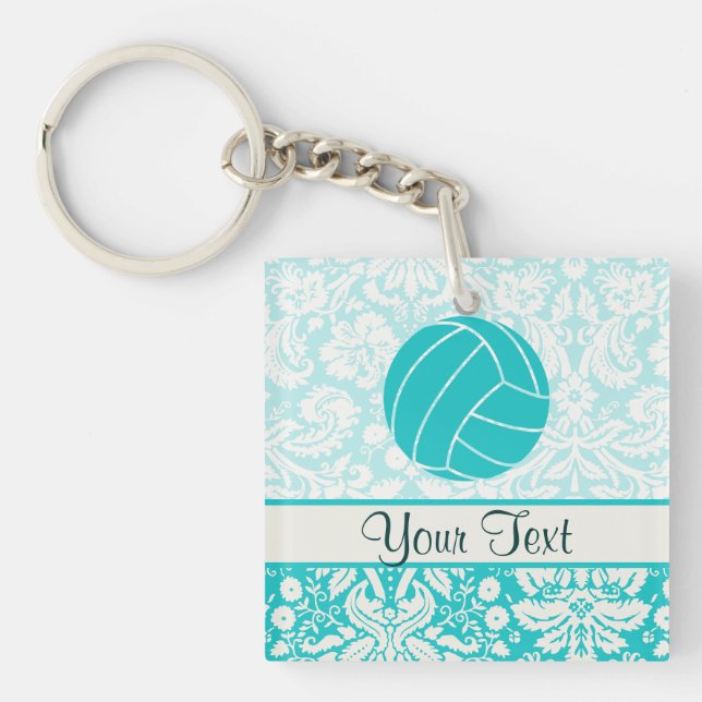 Teal Volleyball Key Ring (Front)