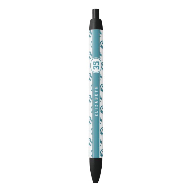 teal volleyball team spirit gifts with player name black ink pen (Front Vertical)