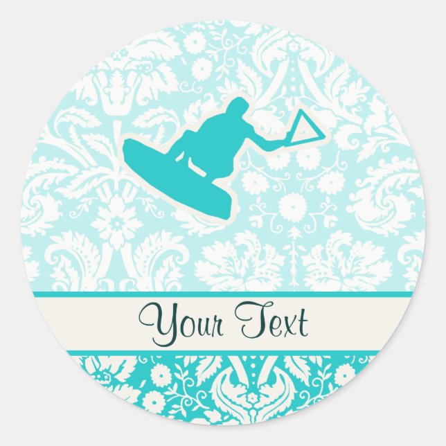 Teal Wakeboarder Classic Round Sticker (Front)