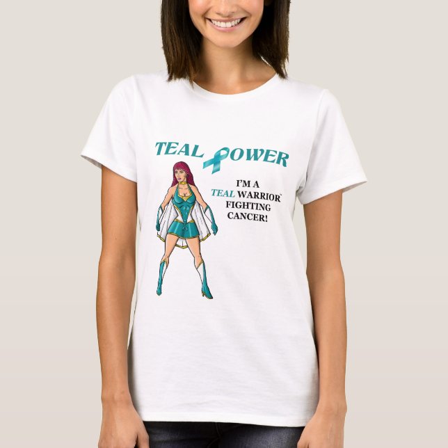Teal Warrior T-Shirt Ovarian Cancer Design 2 (Front)
