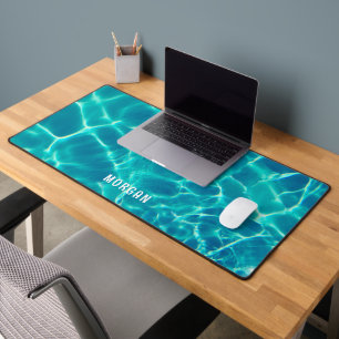 Teal Water, Personalise White Name Desk Mat