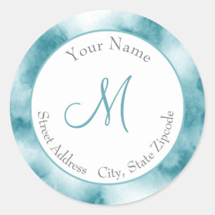 Teal Watercolor Abstract Label