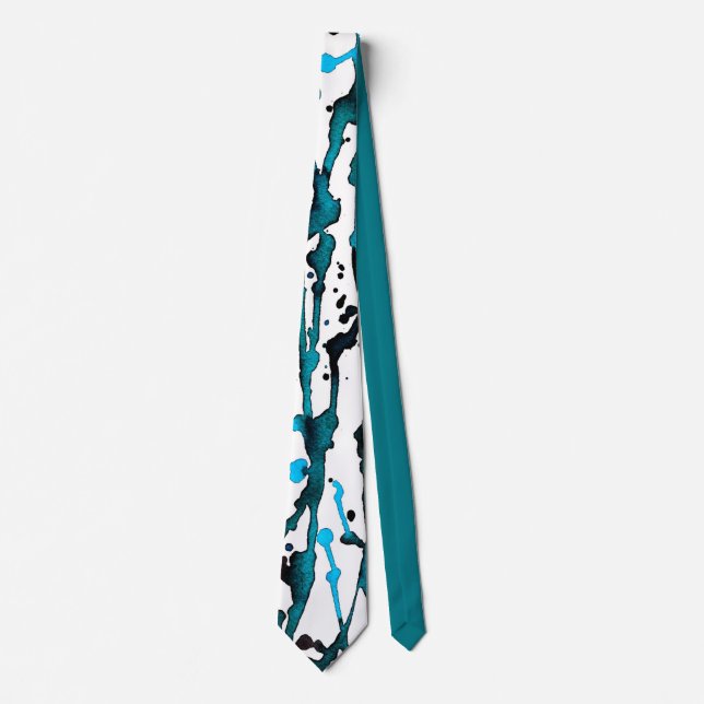 Teal Watercolor Abstract Necktie (Front)