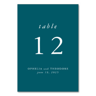 Teal Watercolor Botanical Greenery Wedding Photo Table Number