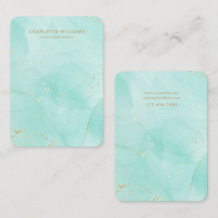 Teal Watercolor Gold Custom Jewellery Card