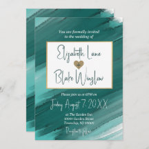 Teal Watercolor invitation - Wedding invite