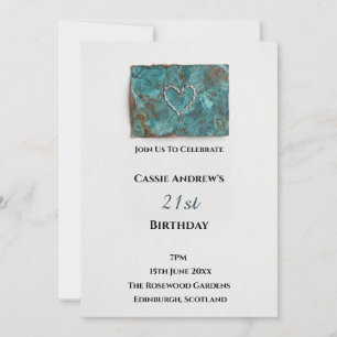 Teal Watercolor Milestone Birthday Invitation