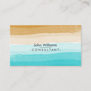Teal Watercolor Modern Abstract Painted Beach Art Business Card