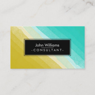 Teal Watercolor Modern Abstract Painted Beach Art Business Card