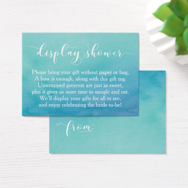 Teal Watercolor No Wrap Bridal Shower Gift Card (Desk)