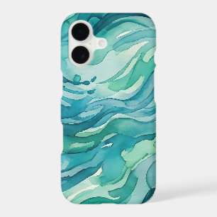 Teal Watercolor Ocean Waves