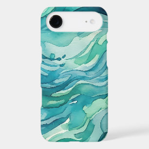 Teal Watercolor Ocean Waves