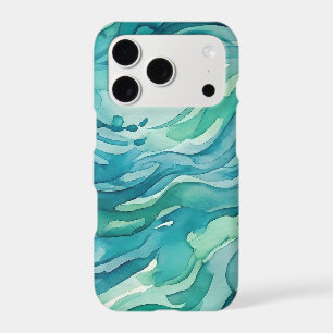 Teal Watercolor Ocean Waves