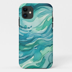 Teal Watercolor Ocean Waves Case-Mate iPhone Case