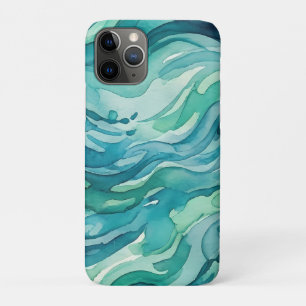 Teal Watercolor Ocean Waves Case-Mate iPhone Case