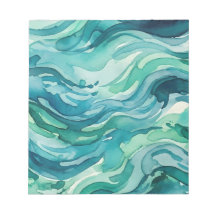 Teal Watercolor Ocean Waves